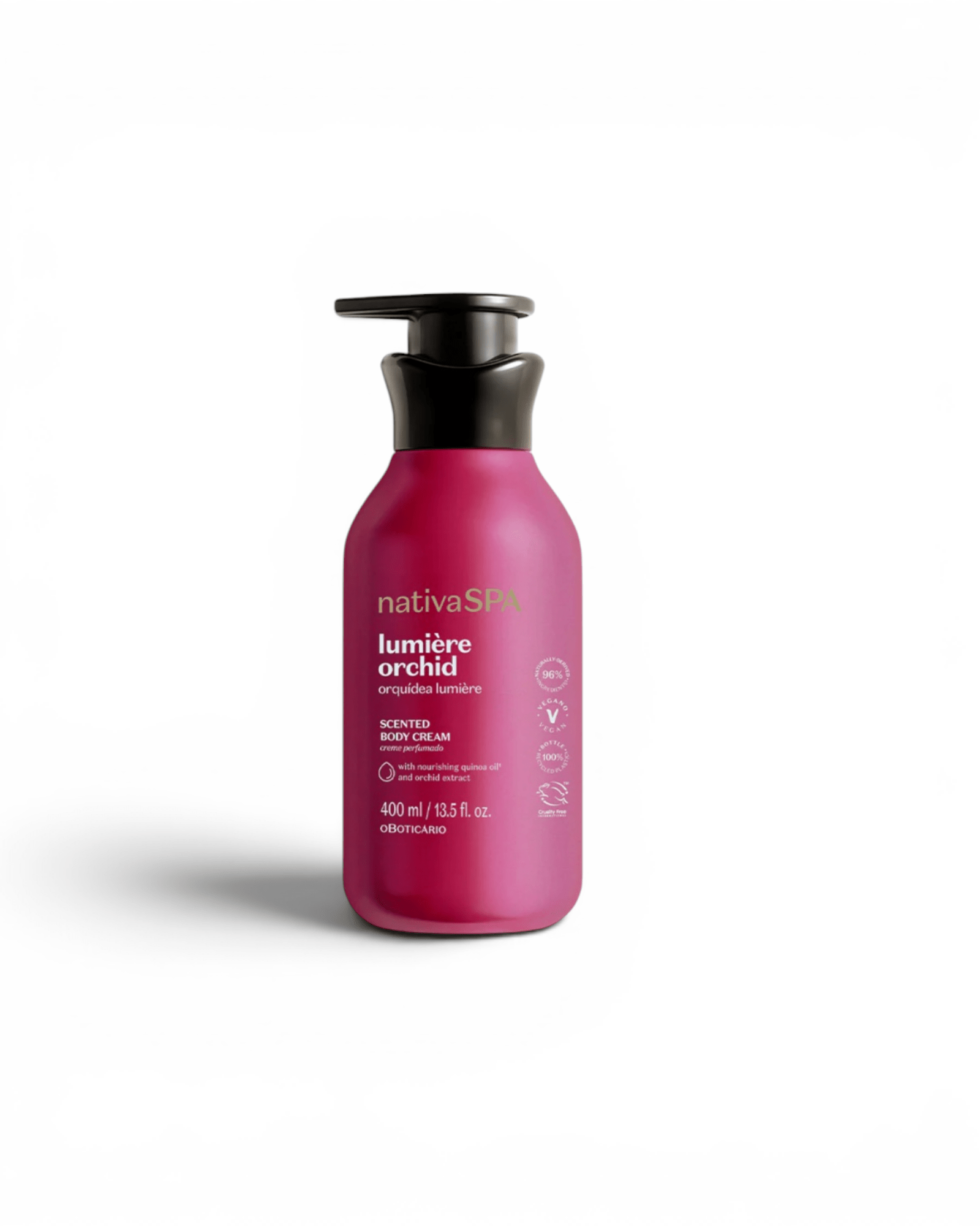 Loção hidratante corporal Nativa SPA orquídea lumière, frasco rosa-escuro com tampa preta 400 ml