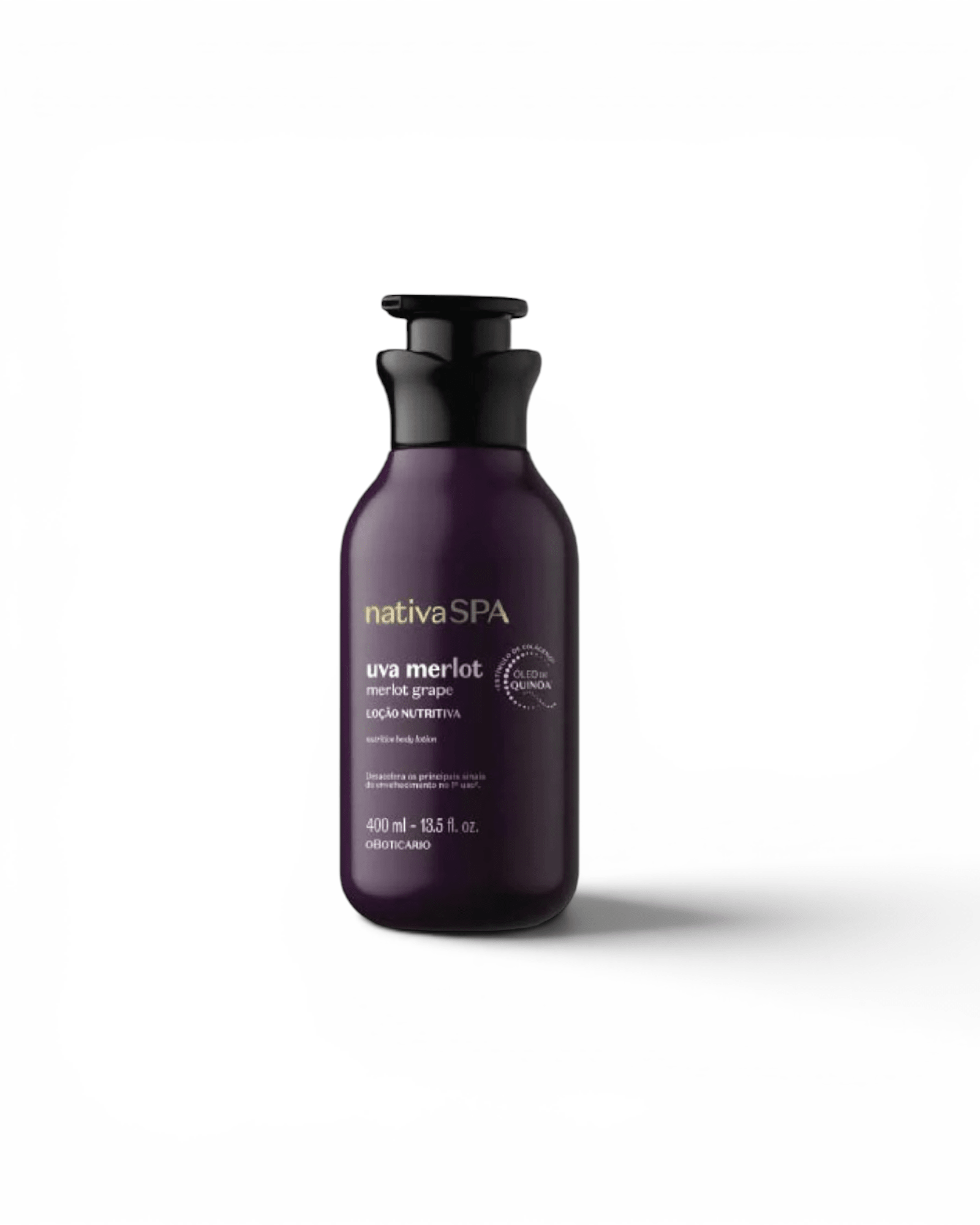 Loção hidratante corporal Nativa SPA uva merlot, frasco roxo-escuro com tampa preta 400 ml