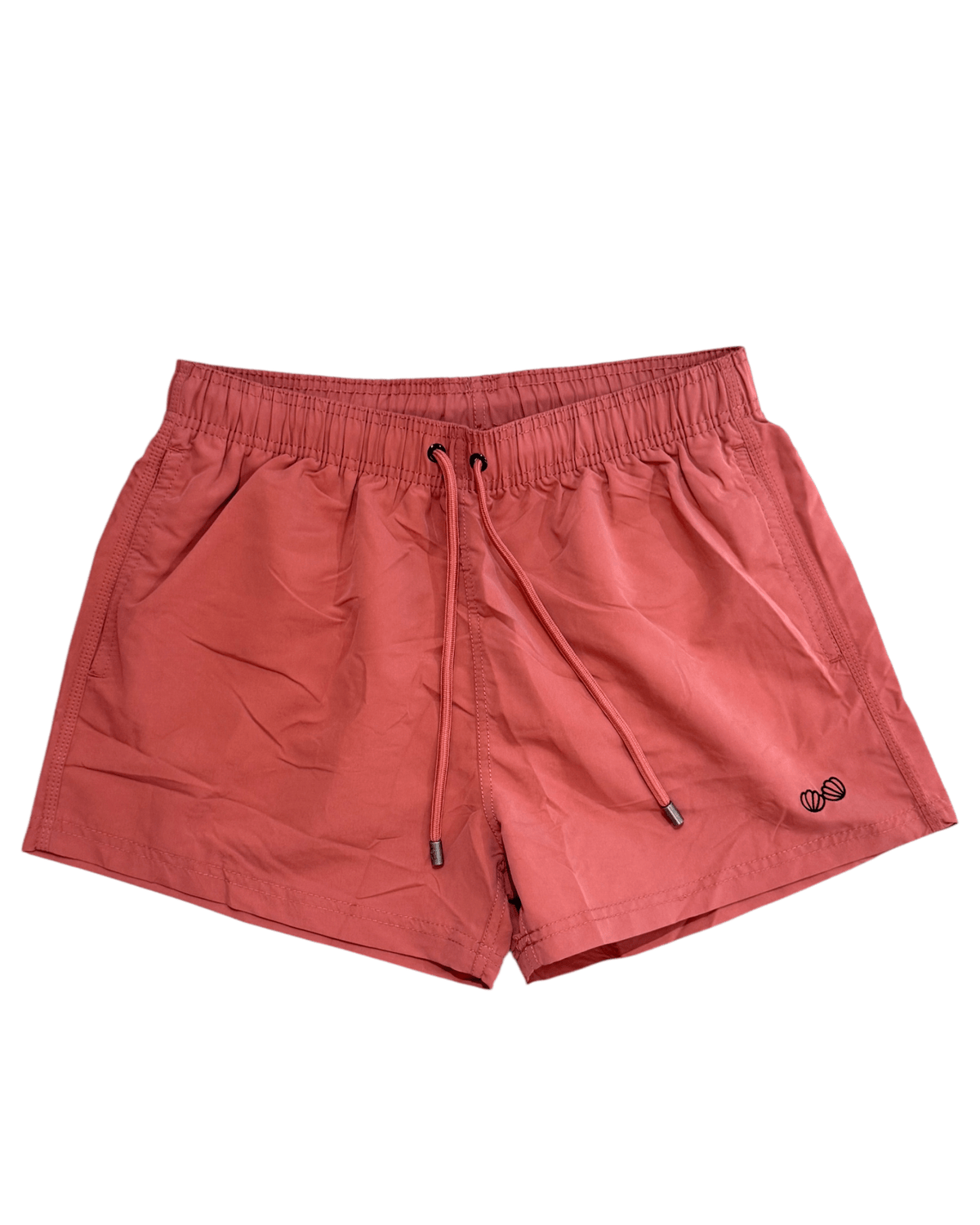 Calção de banho rosa velho liso com cordão e logótipo