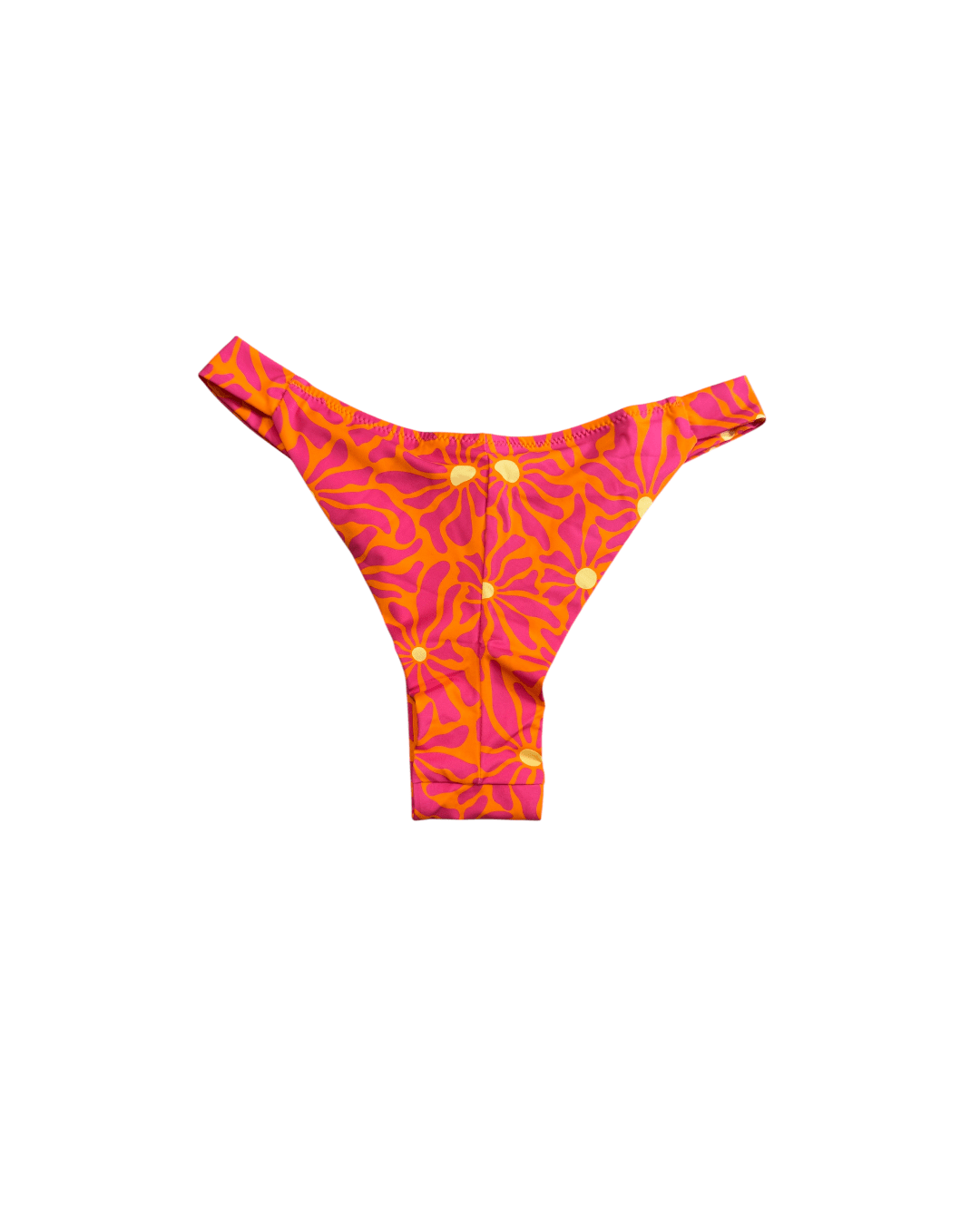 Parte de baixo de biquíni laranja floral com laço e presilhas