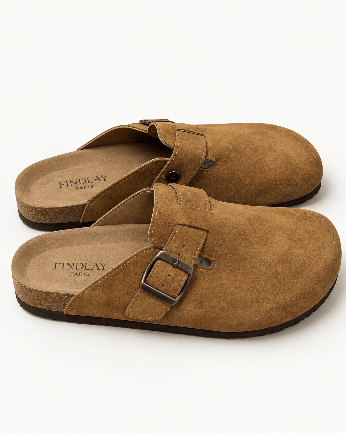 Mules Findlay com biqueira arredondada e fivela ajustável, calçado feminino Boha
