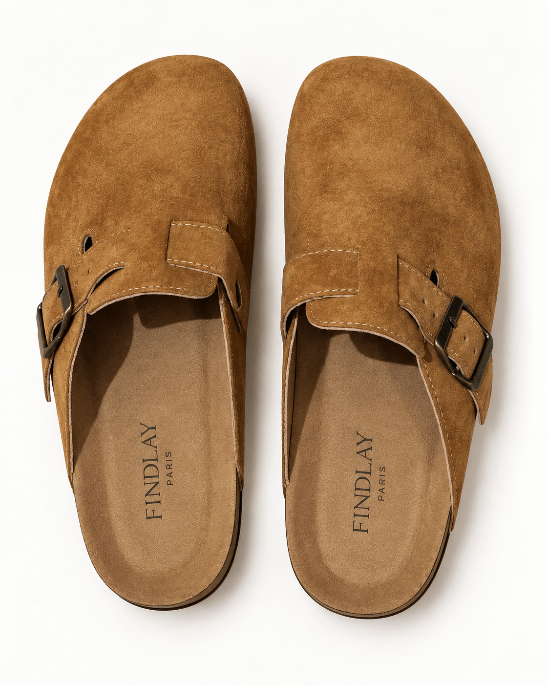 Mules Findlay femininas de estilo casual, acabamento de efeito camurça