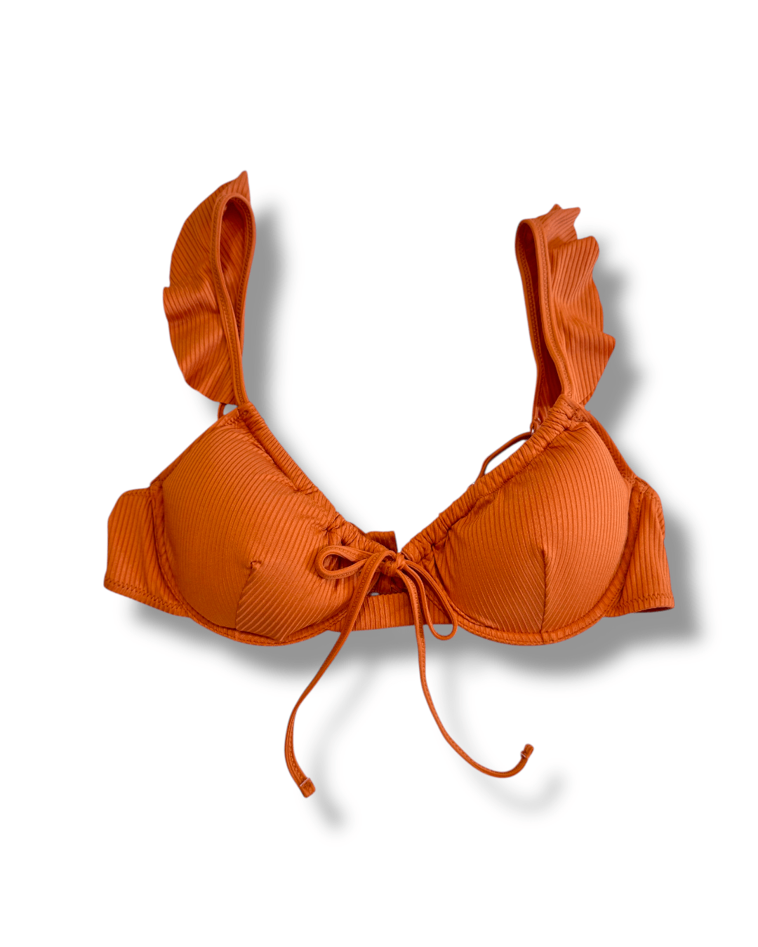Parte de cima de biquíni Siena laranja com aro e alças com folho